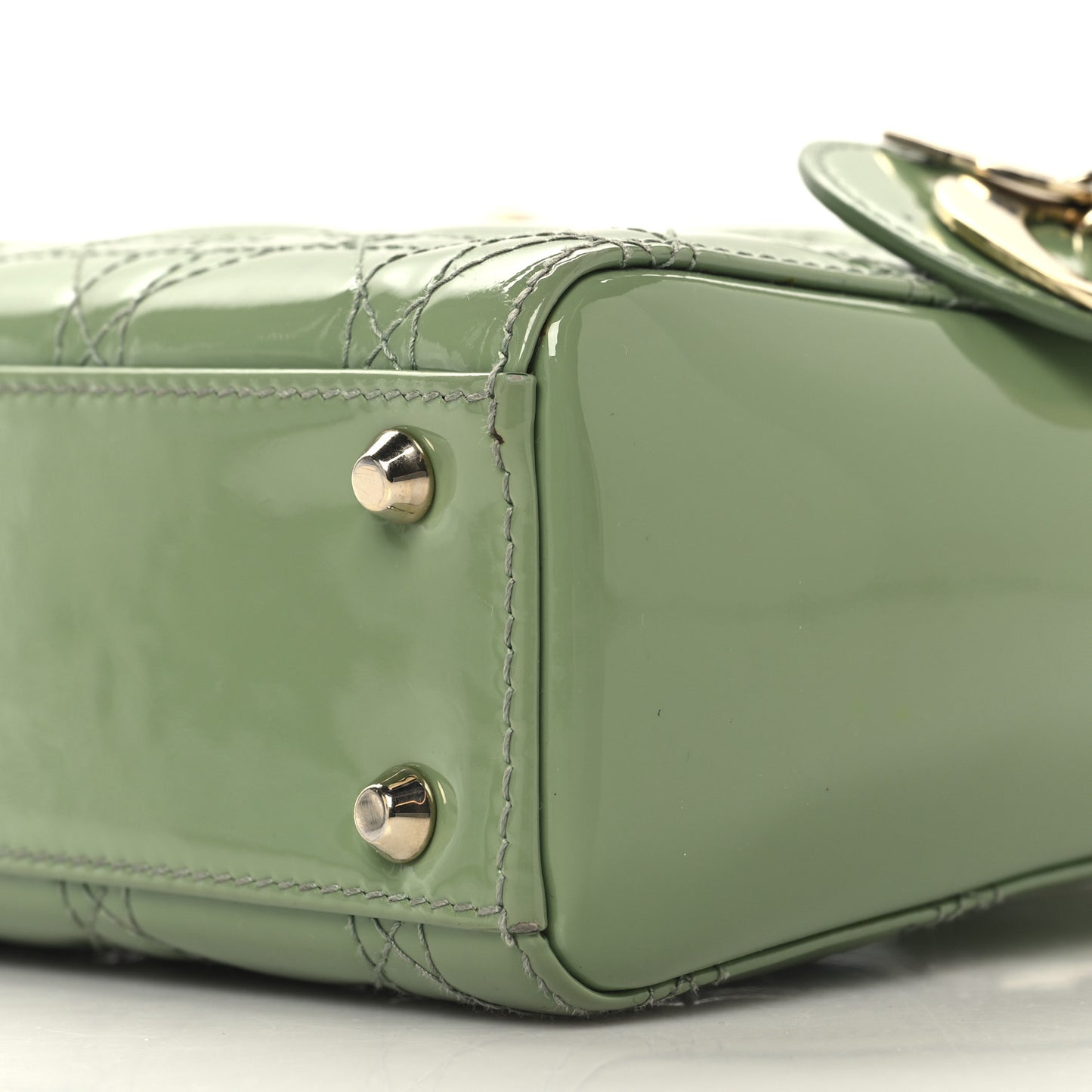 Patent Cannage Mini Lady Dior Mint Green