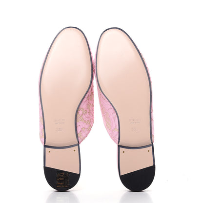 Gucci Lace Malaga Kid Womens Princetown Slippers 36.5 Sugar Pink Skin Rose 6 of 10