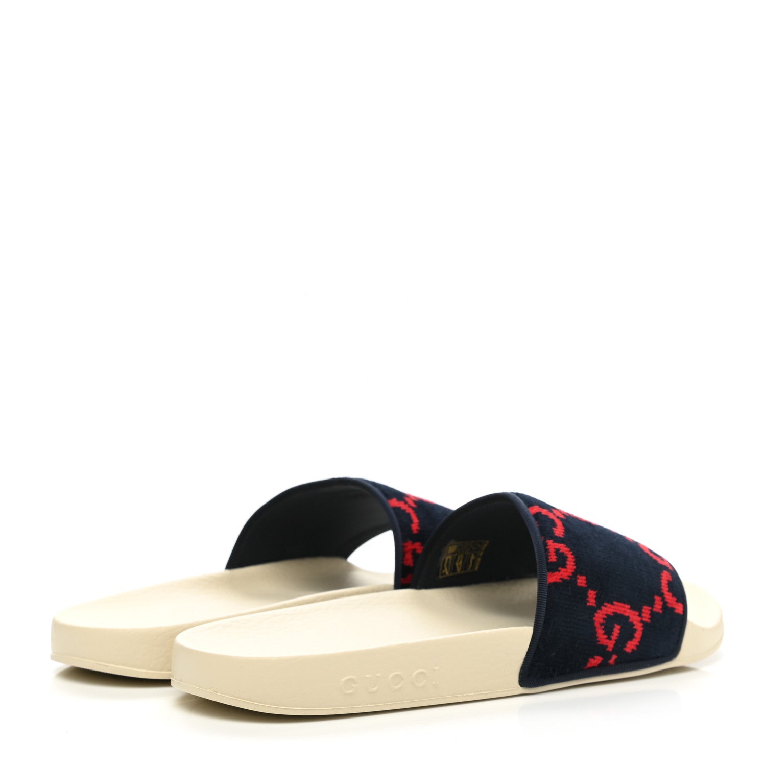 Gucci Terry Cloth GG Monogram Slide Sandals 40 Blue Red 4 of 8