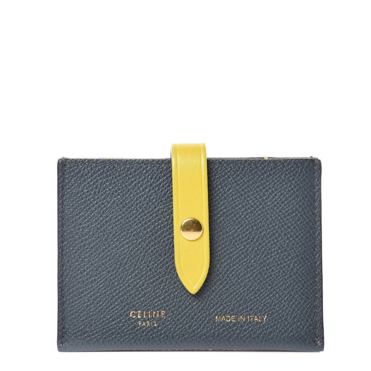 Grained Shiny Calfskin 2 Compartment Card Holder Slate