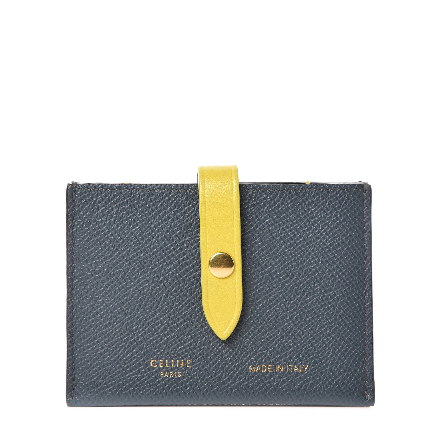 Celine Grained Shiny Calfskin 2 Compartment Card Holder Slate 1 of 7