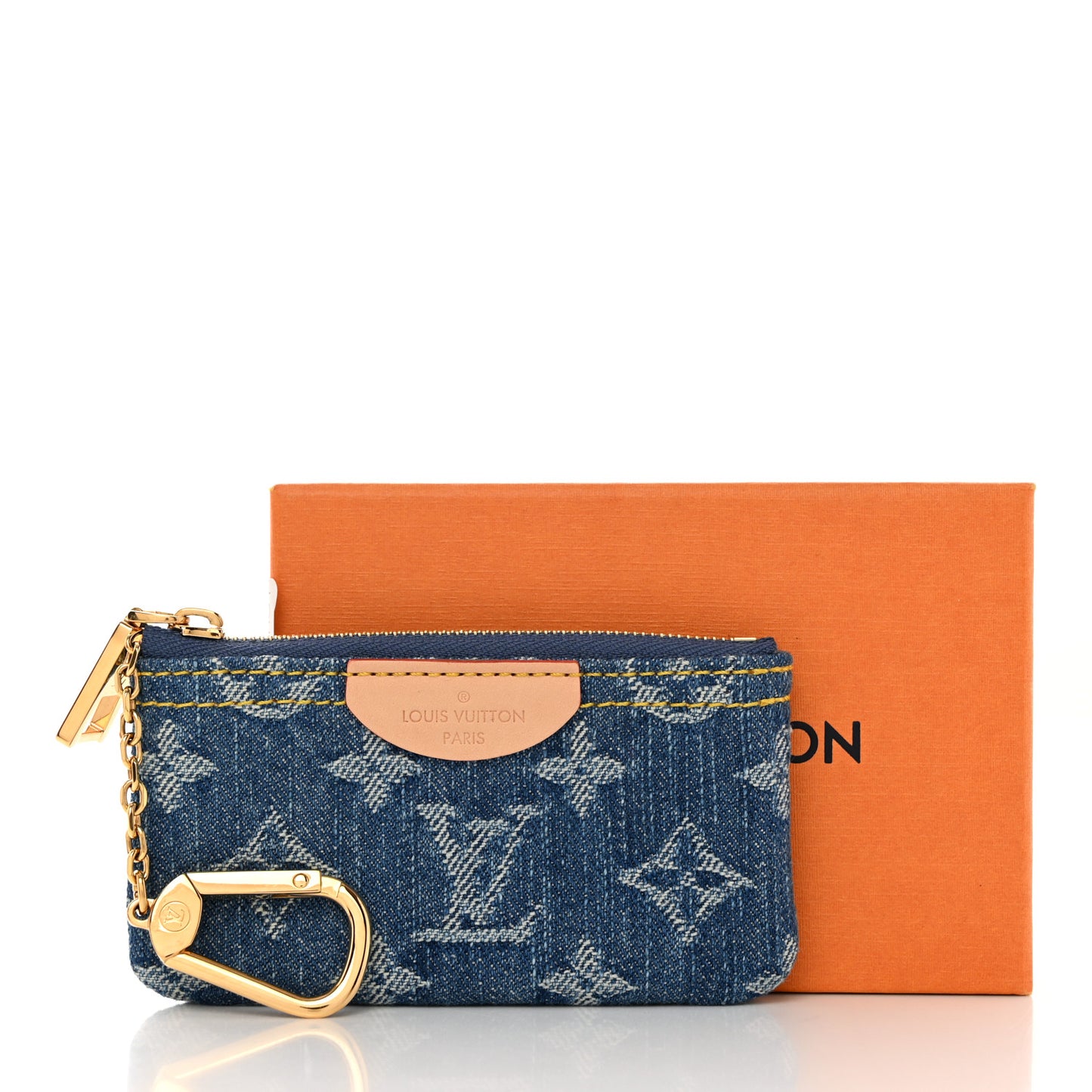 Monogram Denim Key Pouch Denim Blue