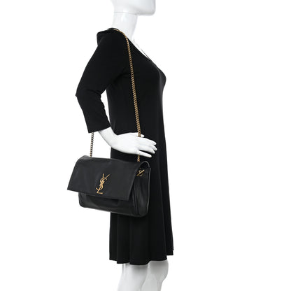 Saint Laurent Smooth Calfskin Suede Medium Reversible Monogram Kate Satchel Black 2 of 18