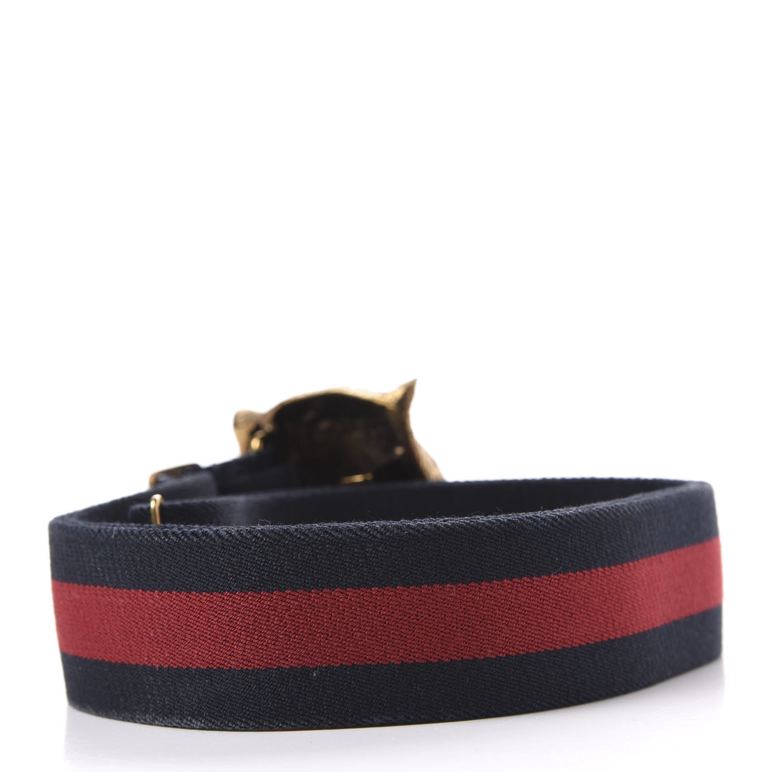 Gucci Web Feline Buckle Belt 95 38 Blue Red 2 of 5