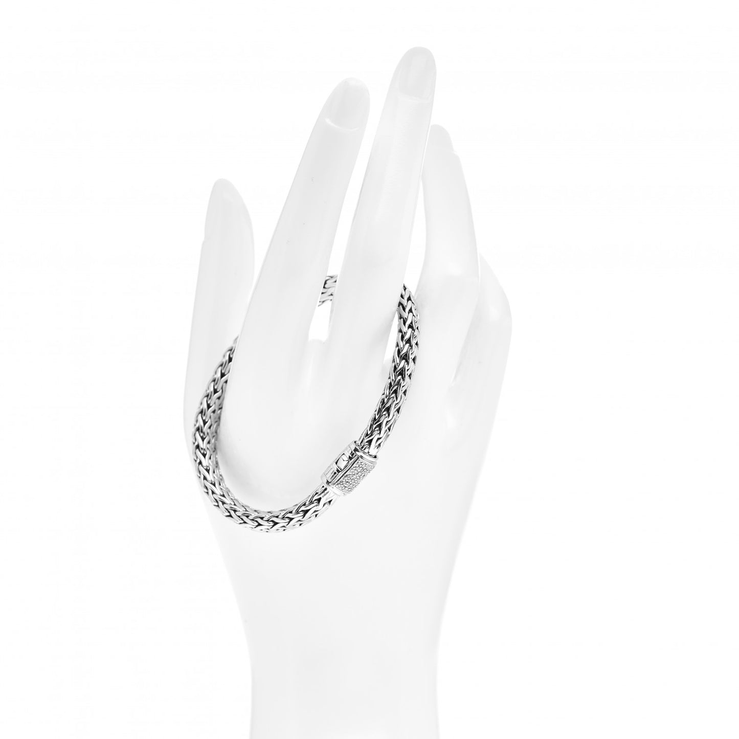 Sterling Silver Diamond 7.5mm Classic Chain Bracelet