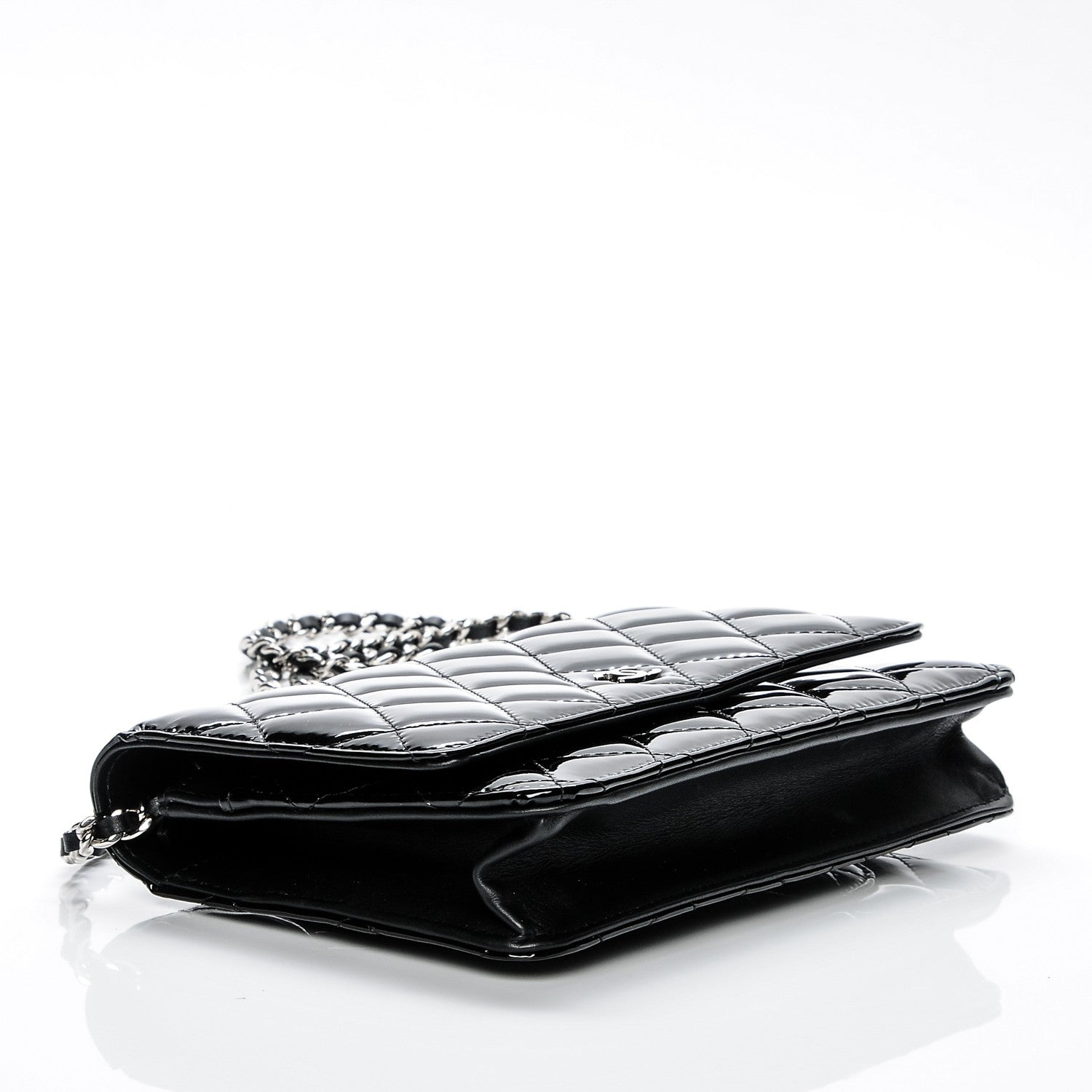 Chanel Patent Quilted Wallet On Chain WOC Black 4 of 7