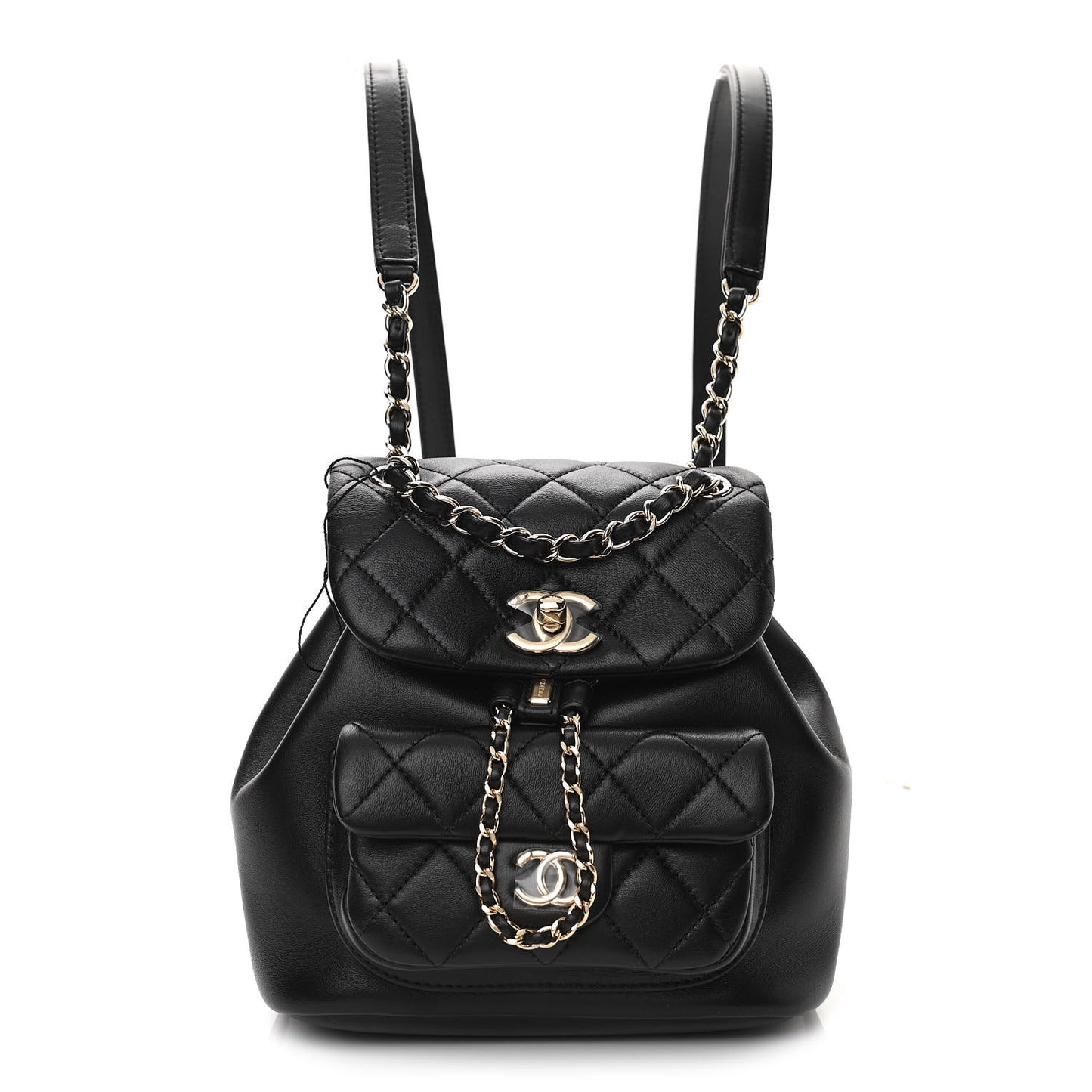 Lambskin Quilted Small Duma Drawstring Backpack Black