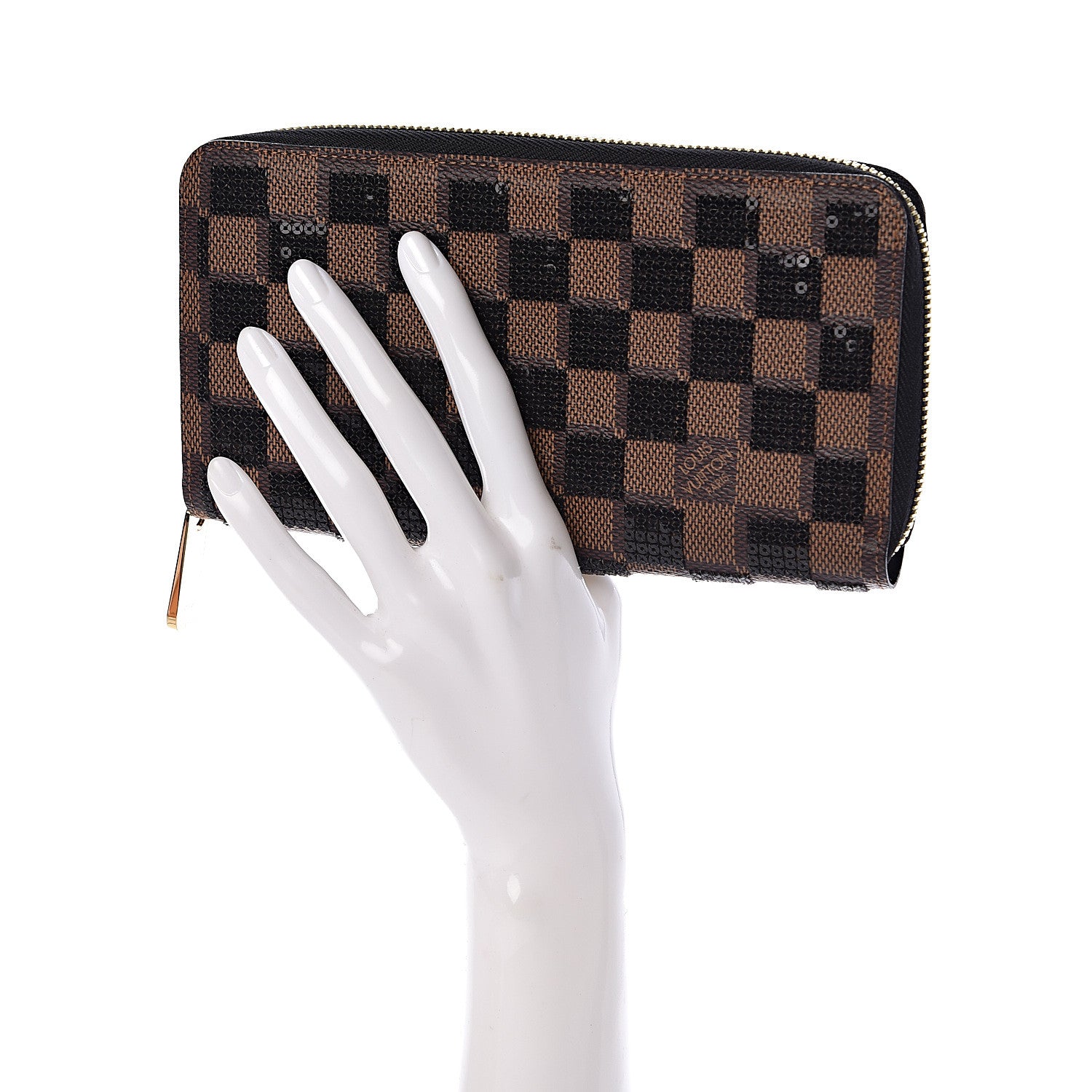 Louis Vuitton Damier Paillettes Zippy Wallet Black 2 of 6