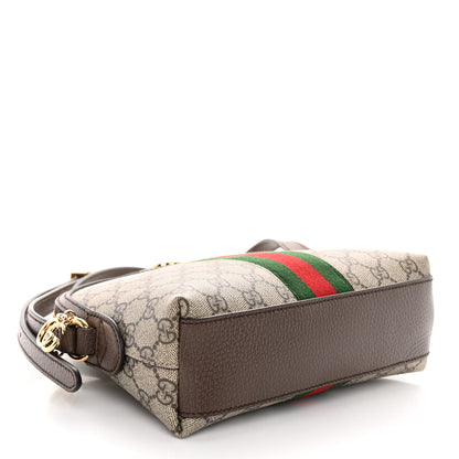 Gucci GG Supreme Monogram Textured Dollar Calfskin Web Small Ophidia Dome Shoulder Bag Beige Ebony New Acero 4 of 10
