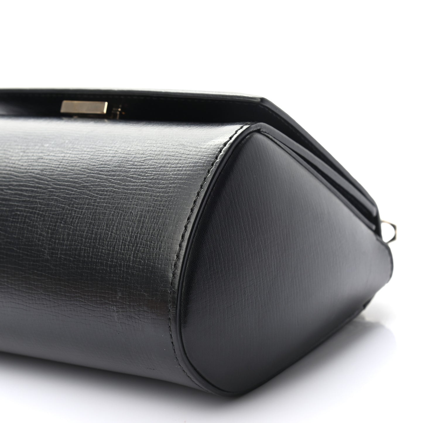Textured Calfskin Mini Pandora Box Chain Crossbody Bag Black