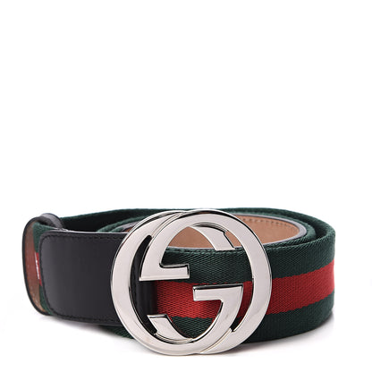 Gucci Calfskin Web Interlocking G Belt 85 34 Black 1 of 5