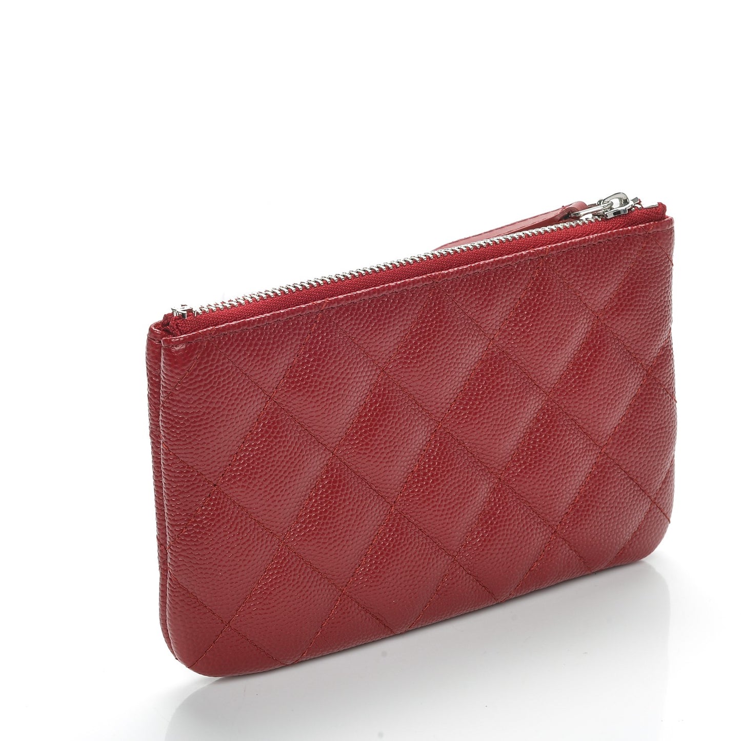 Caviar Quilted Small Cosmetic Case Dark Red