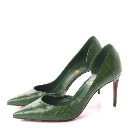 Christian Louboutin Crocodile Embossed Calfskin Iriza 100 Pumps 36.5 Green 4 of 12