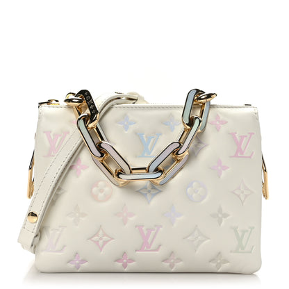 Louis Vuitton Lambskin Embossed Monogram Coussin PM White Multi 1 of 9