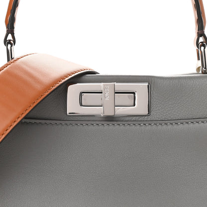 Fendi Calfskin Nappa Medium Peekaboo Iconic Satchel Moon Cuoio Ghiaia 7 of 9