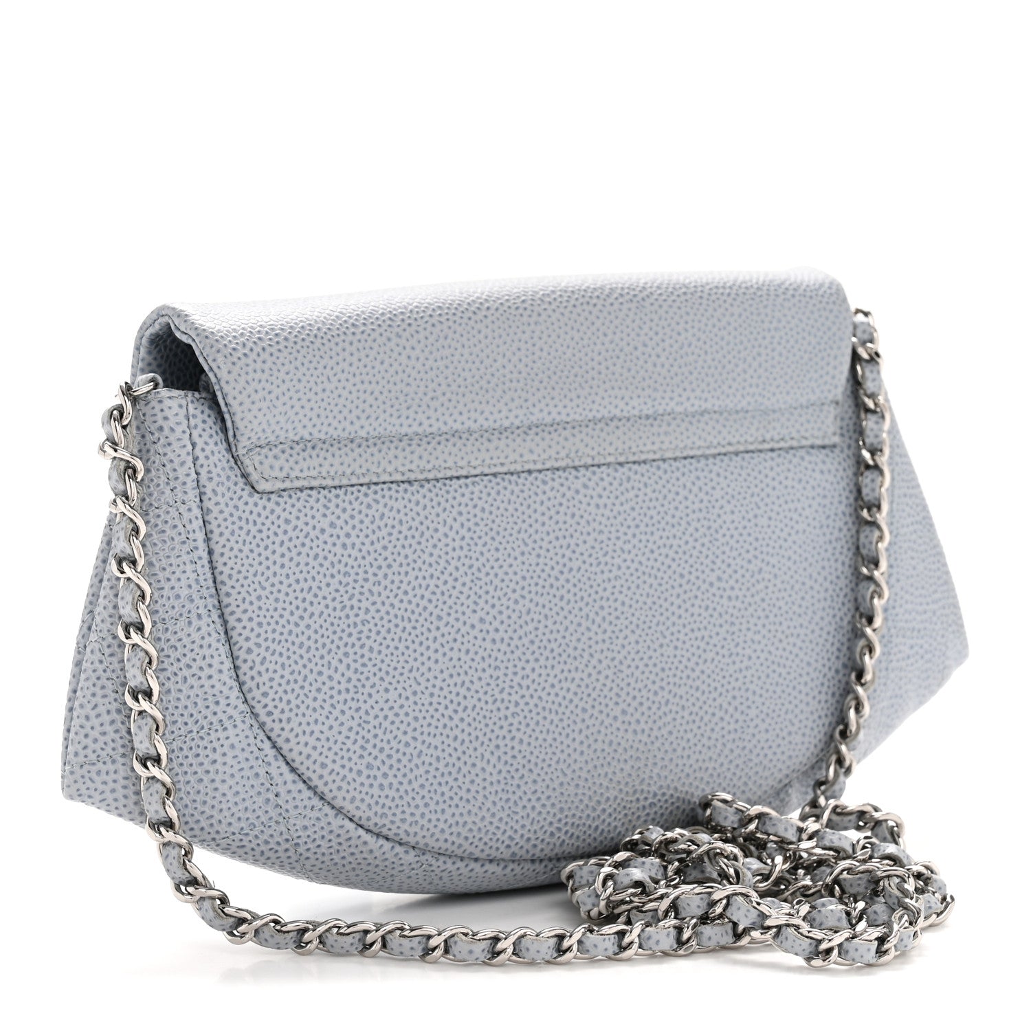 Chanel Caviar Half Moon Wallet On Chain WOC Light Blue 3 of 11