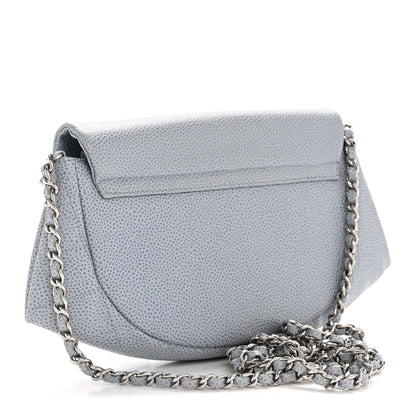 Chanel Caviar Half Moon Wallet On Chain WOC Light Blue 3 of 11
