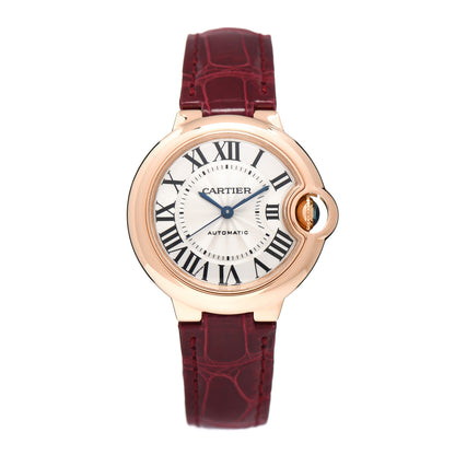 Cartier 18K Pink Gold Alligator 33mm Ballon Bleu De Cartier Automatic Watch Red 1 of 4