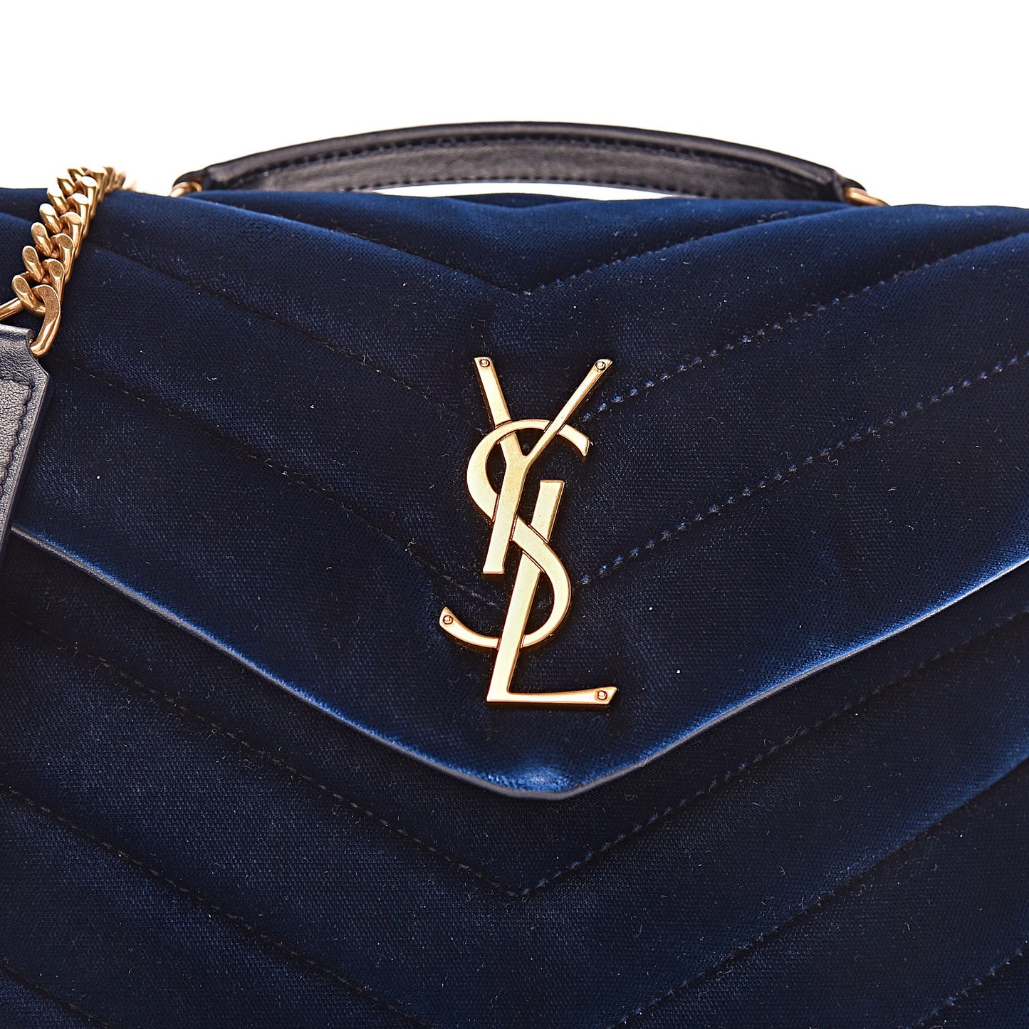 Velvet Y Quilted Monogram Small Loulou Chain Satchel Medium Blue