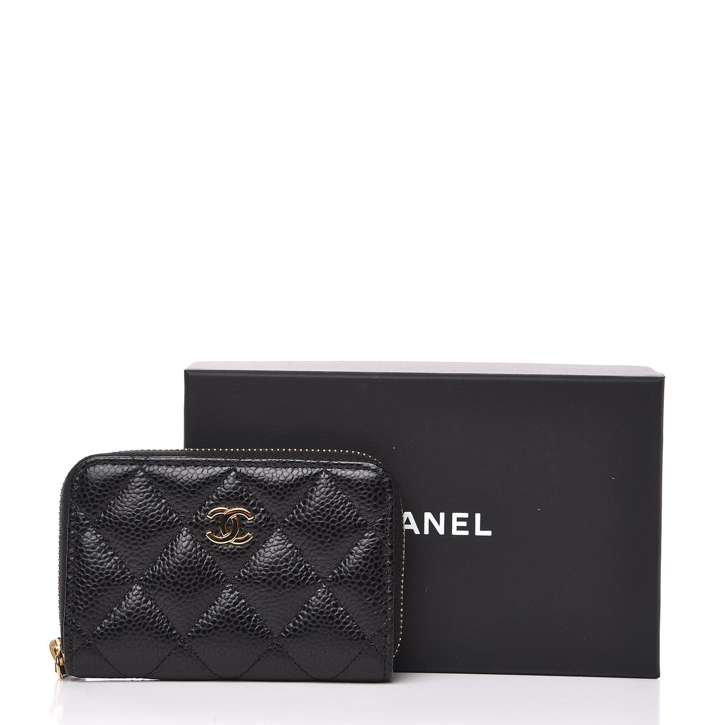 Caviar Quilted Zip Coin Purse Black