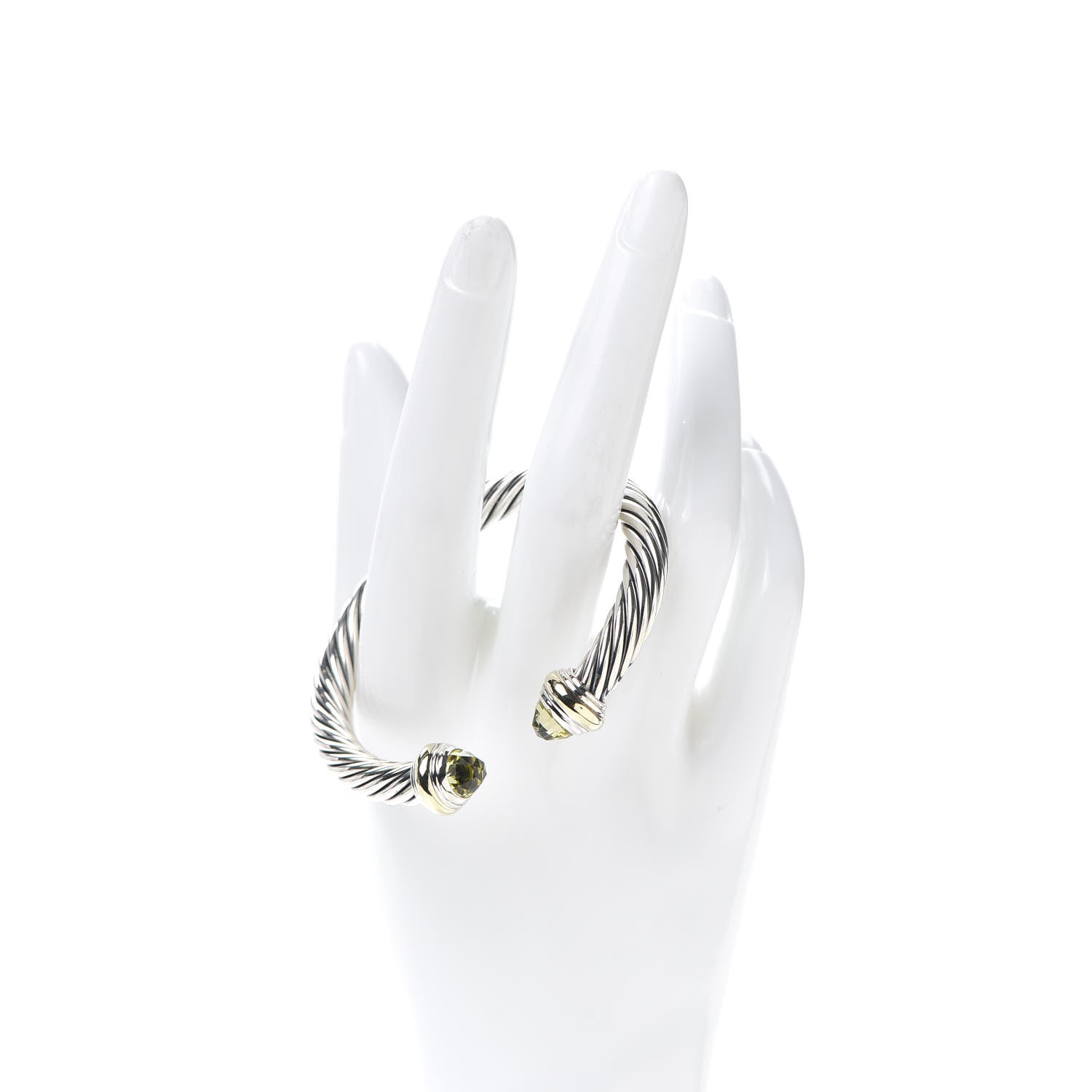 David Yurman Sterling Silver 14K Yellow Gold Lemon Citrine 7mm Cable Classics Bracelet 2 of 5