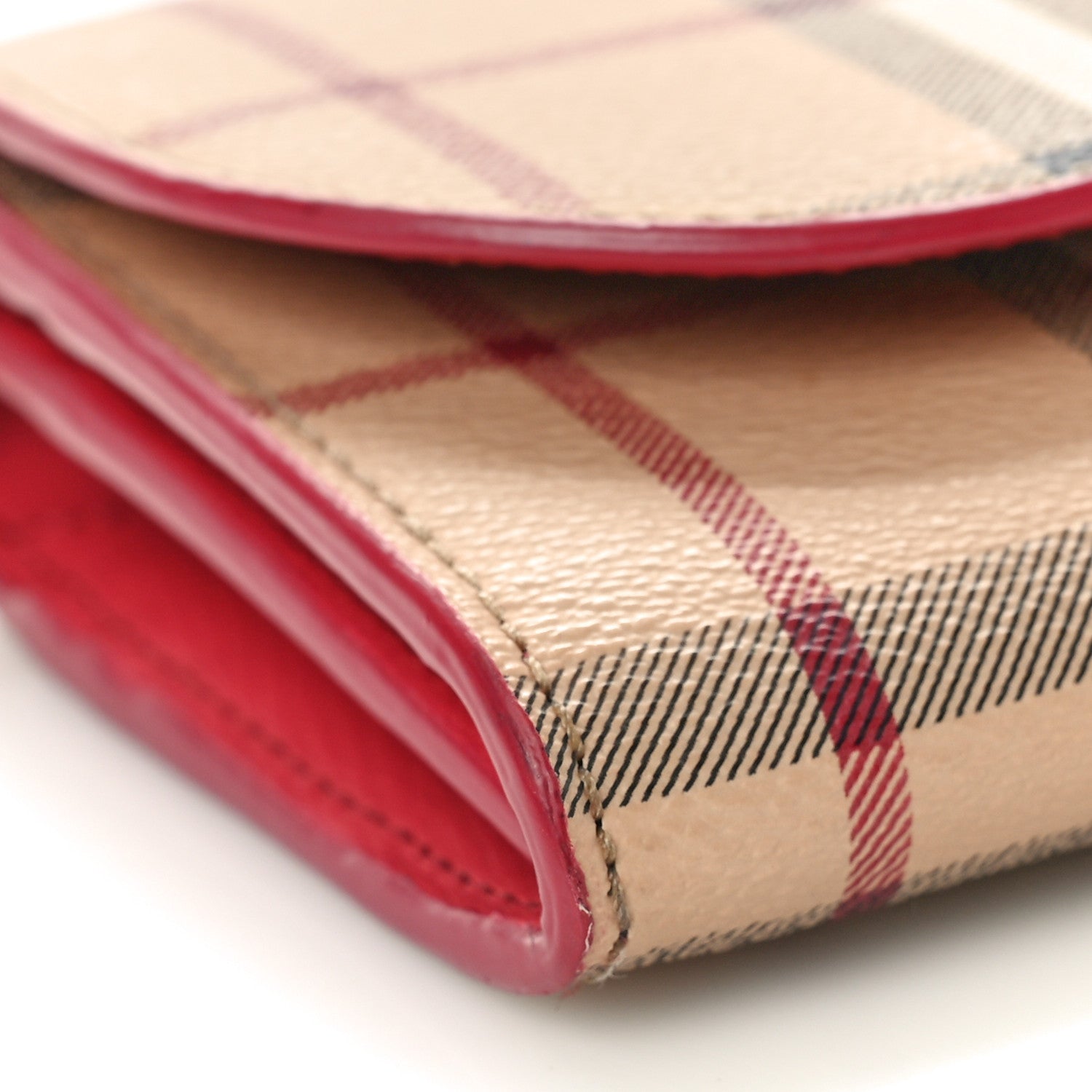 Burberry Haymarket Check Henley Wallet On Chain Coral Red 8 of 9