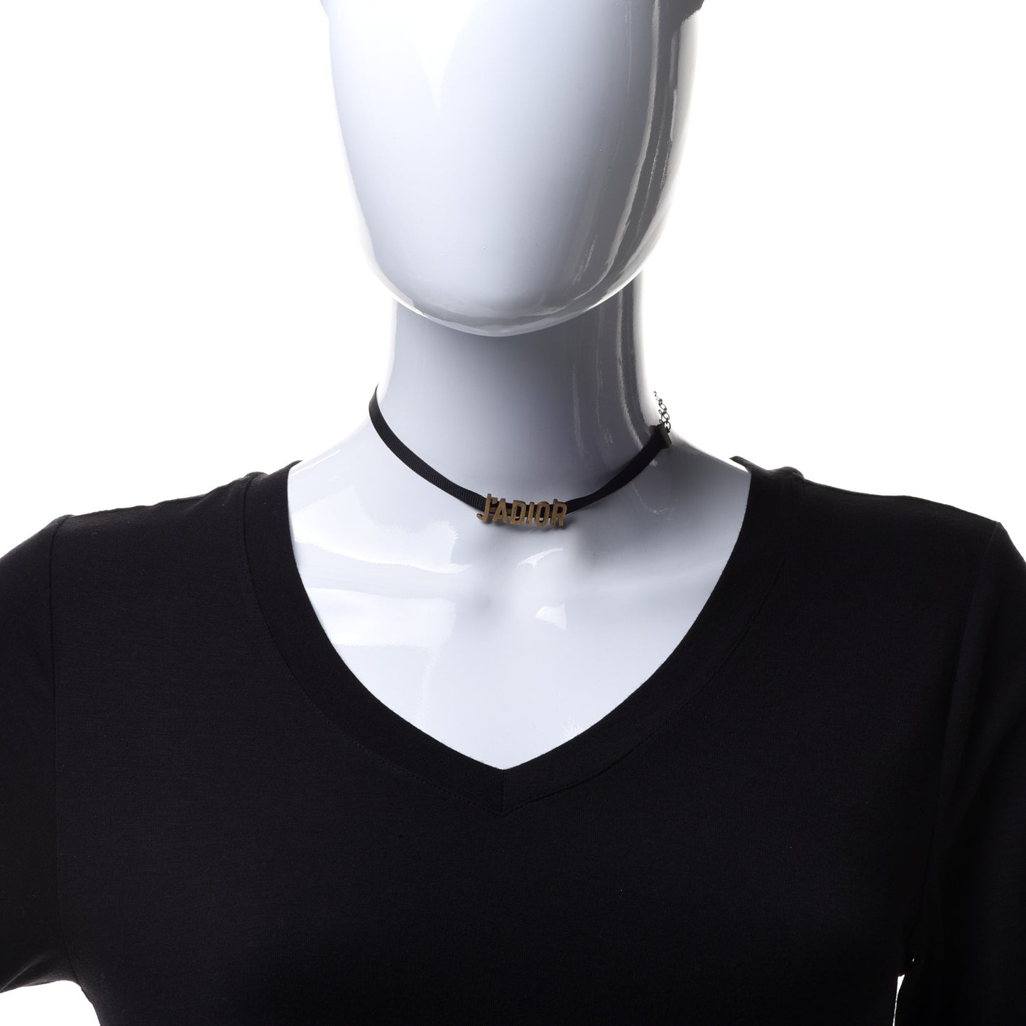 Grosgrain Ribbon J'Adior Logo Choker Necklace Black