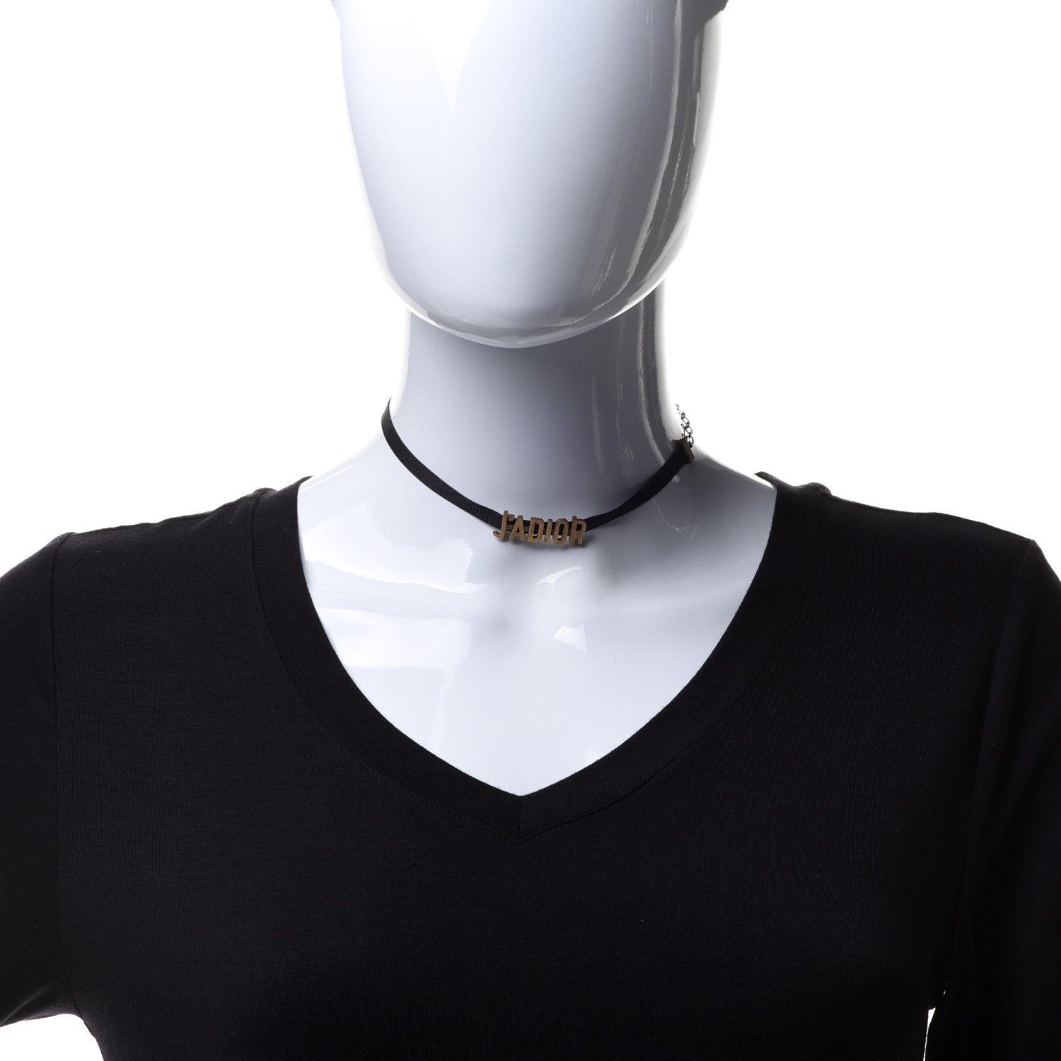 Christian Dior Grosgrain Ribbon J'Adior Logo Choker Necklace Black 2 of 6