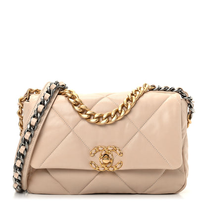Chanel Lambskin Quilted Medium Chanel 19 Flap Beige 1 of 10