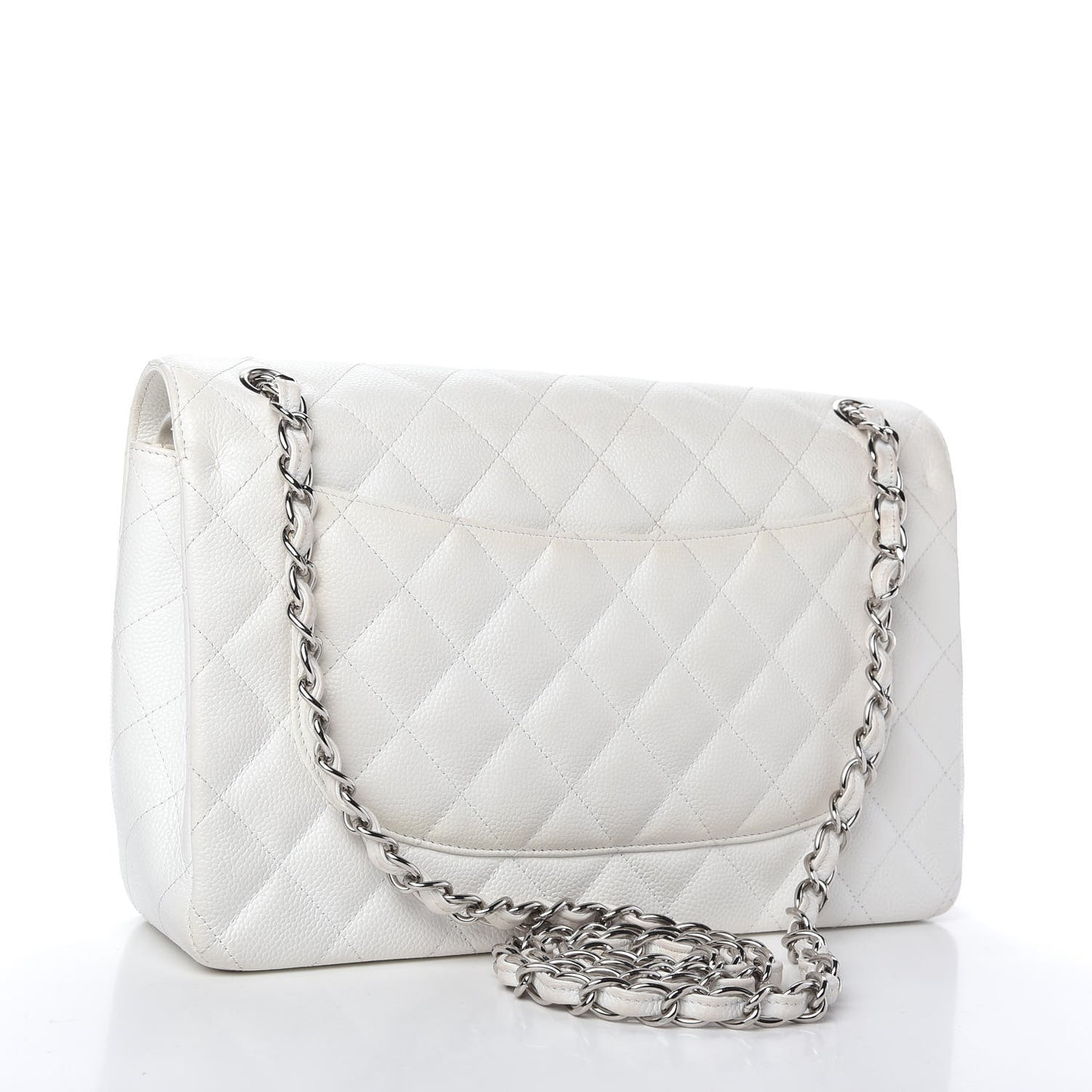 Caviar Quilted Jumbo Double Flap White