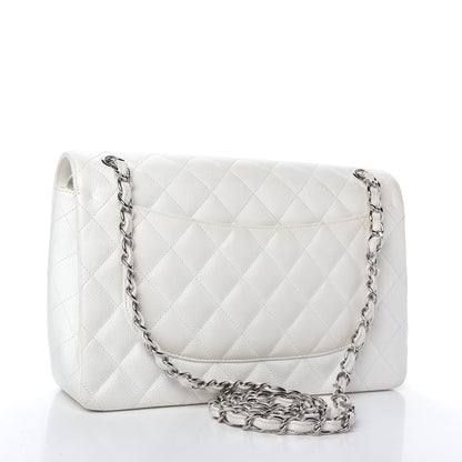 Chanel Caviar Quilted Jumbo Double Flap White 3 of 12