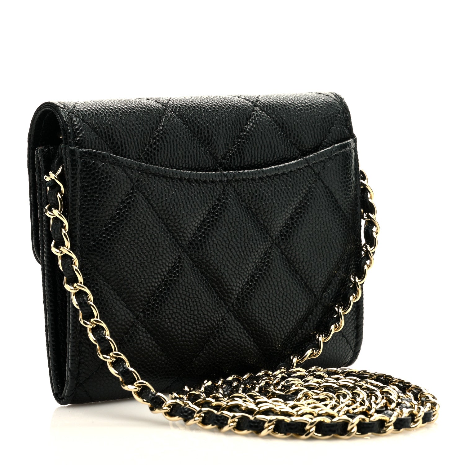 Chanel Caviar Quilted Flap Card Holder On Chain Black 3 of 8