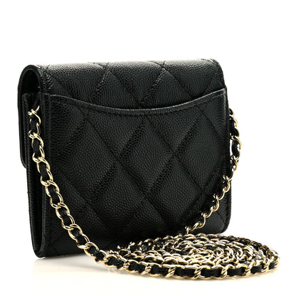 Chanel Caviar Quilted Flap Card Holder On Chain Black 3 of 8
