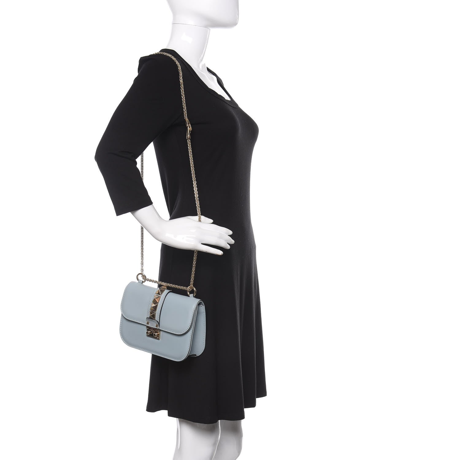 Valentino Garavani Vitello Small Glam Lock Rockstud Flap Sky Sorbet 2 of 11