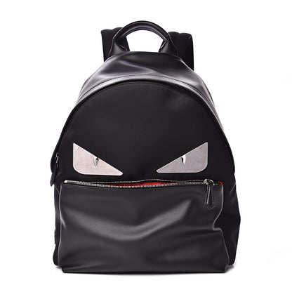 Fendi Nylon Vitello Liberty Metal Monster Eyes Rounded Backpack Black 1 of 8