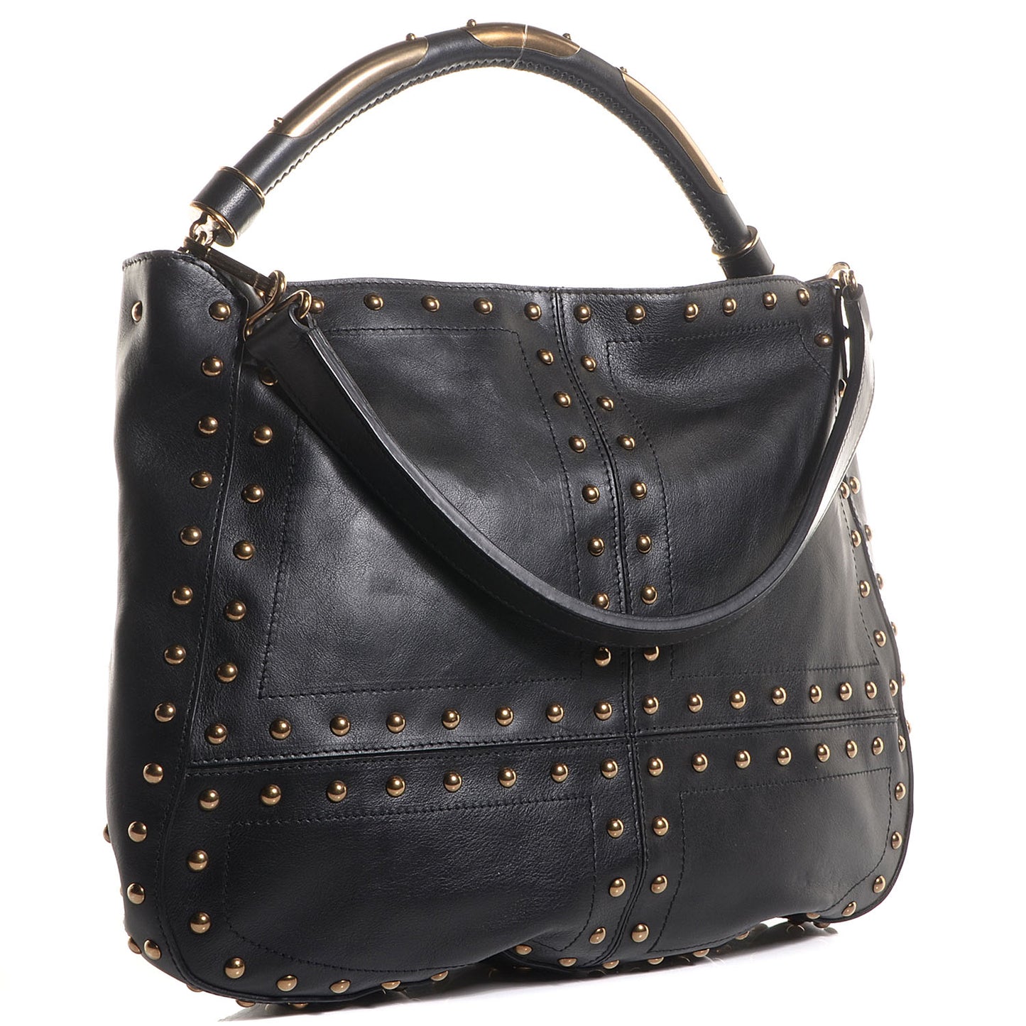 Leather Studded Medium Sampson Hobo Black