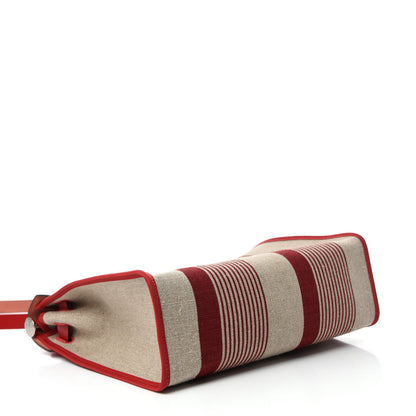 Hermes Vache Hunter Toile H Vibration Herbag Zip 31 PM Bordeaux Ficelle Rouge Piment 6 of 12