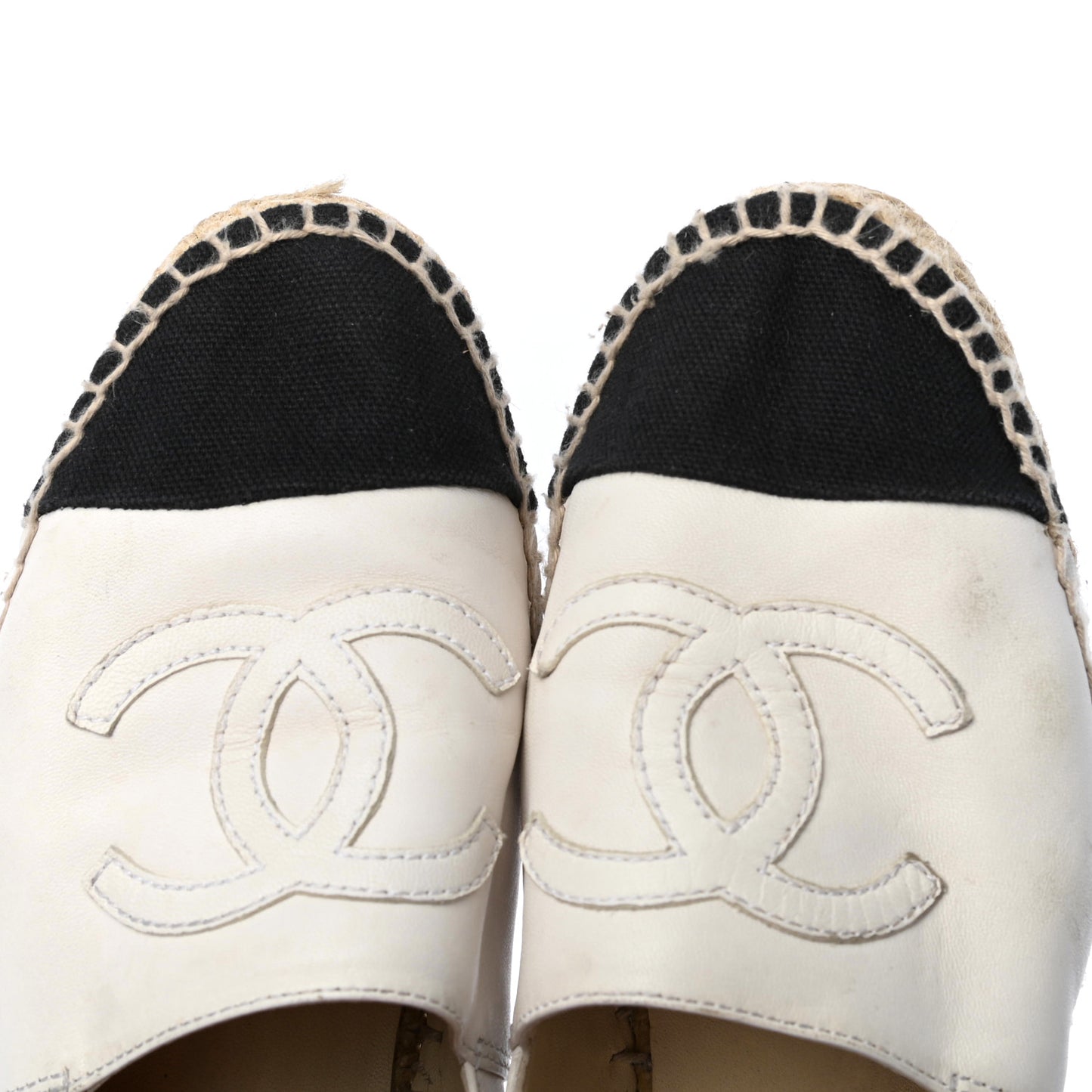 Lambskin CC Espadrilles 37 White Black