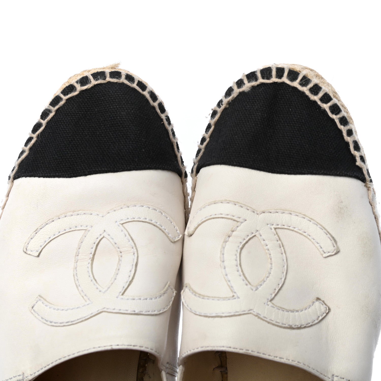 Chanel Lambskin CC Espadrilles 37 White Black 11 of 11