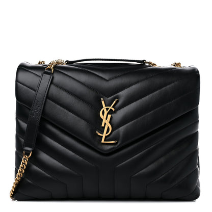 Saint Laurent Calfskin Y Quilted Monogram Medium Loulou Chain Satchel Black 1 of 9