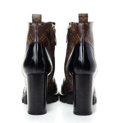 Louis Vuitton Patent Calfskin Monogram Star Trail Ankle Boots 38 Black 7 of 10