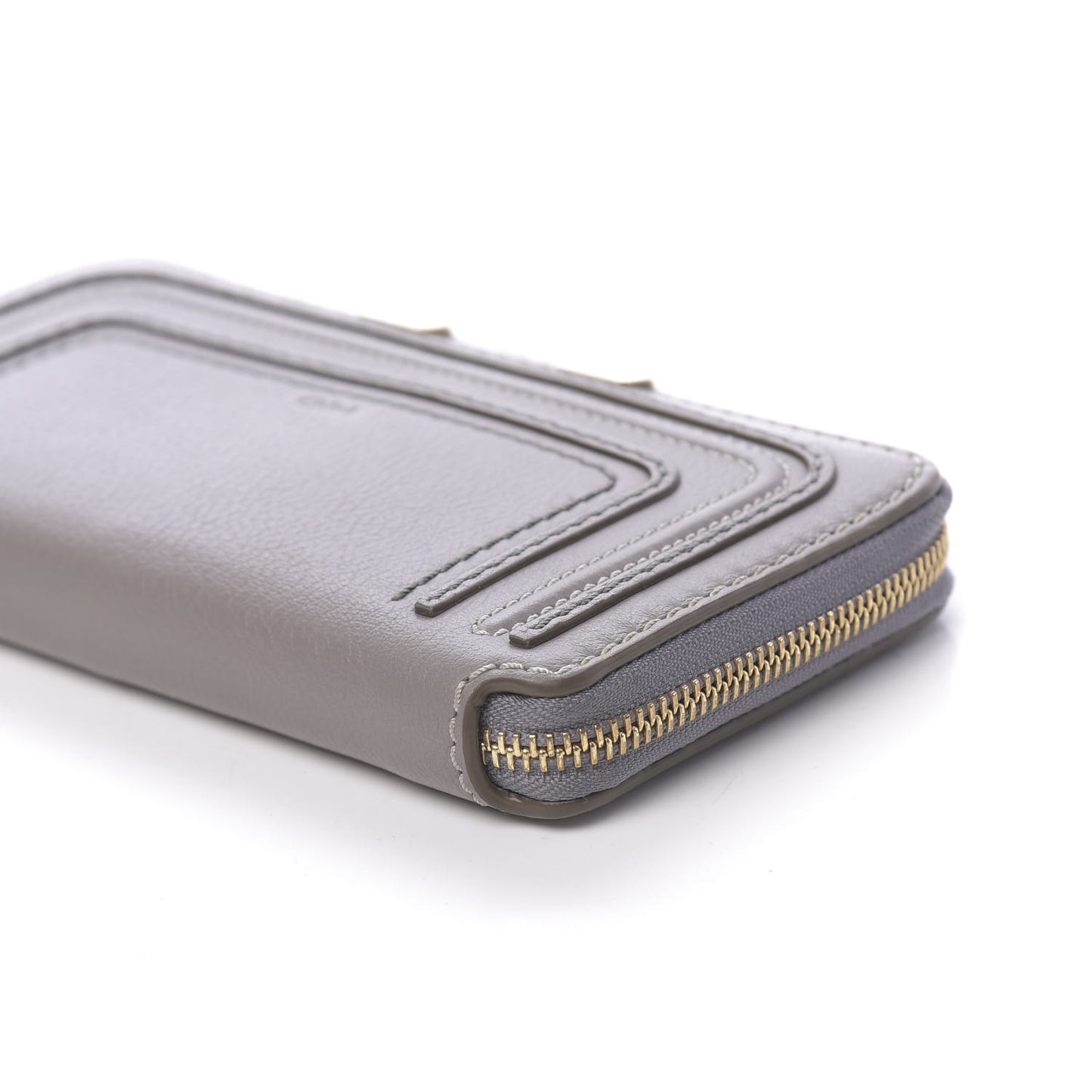 Calfskin Marcie Long Zip Around Wallet Cashmere Grey