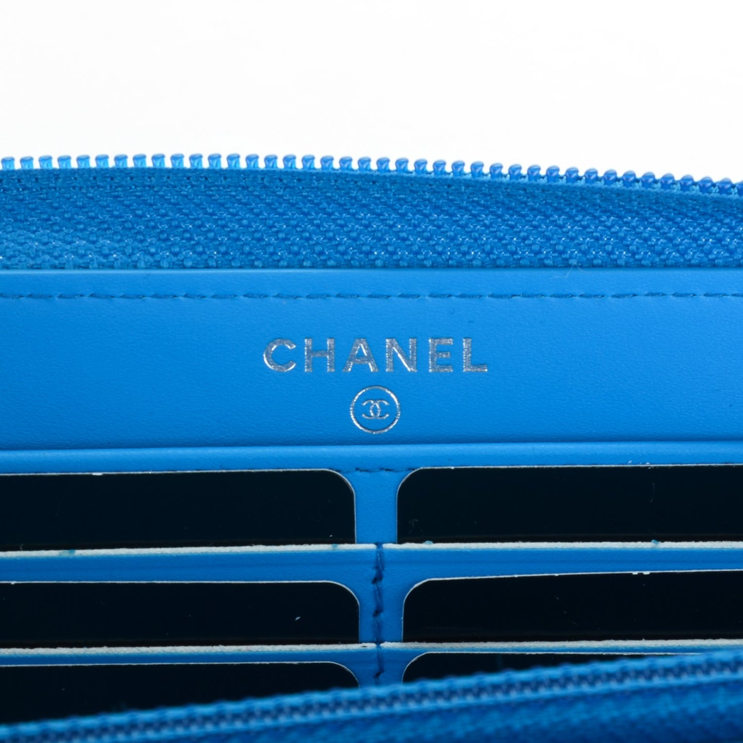 Patent Quilted Boy Zip Around Wallet Light Blue