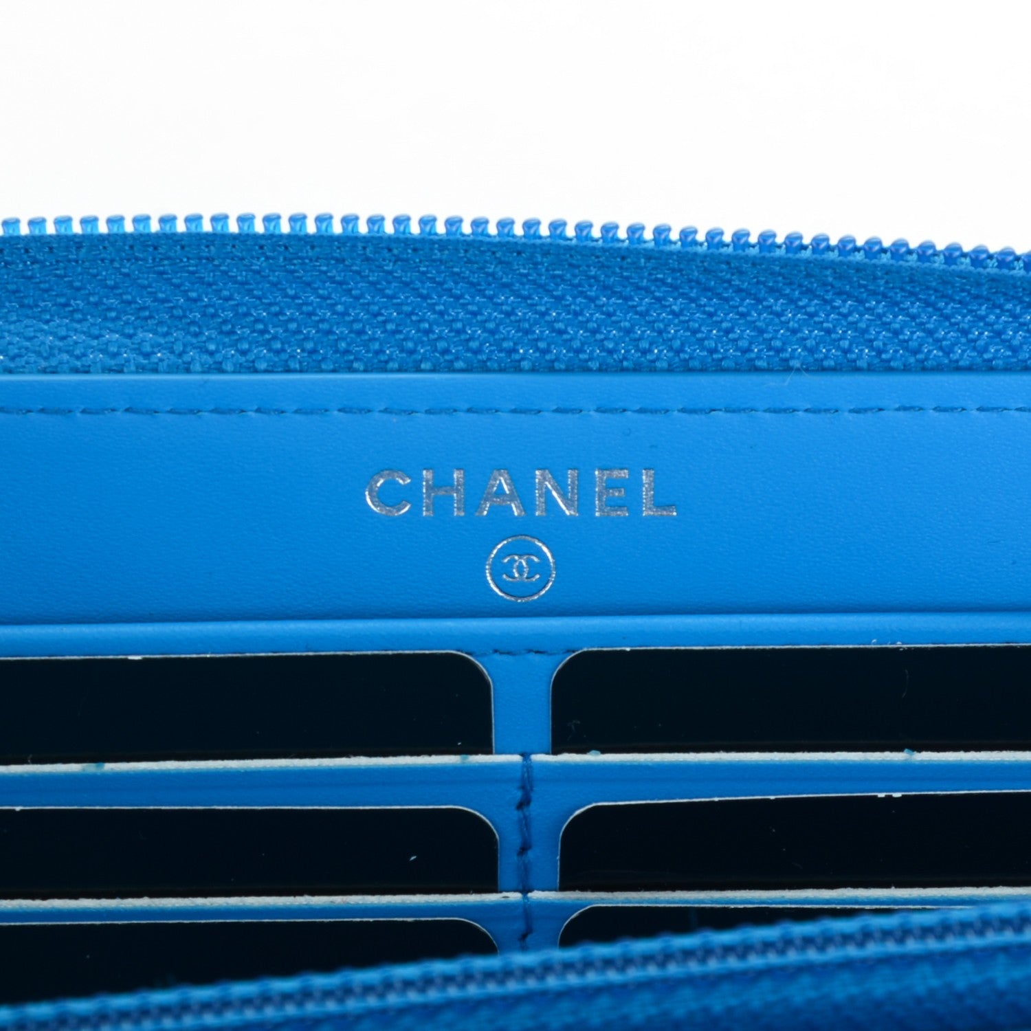 Chanel Patent Quilted Boy Zip Around Wallet Light Blue 6 of 8