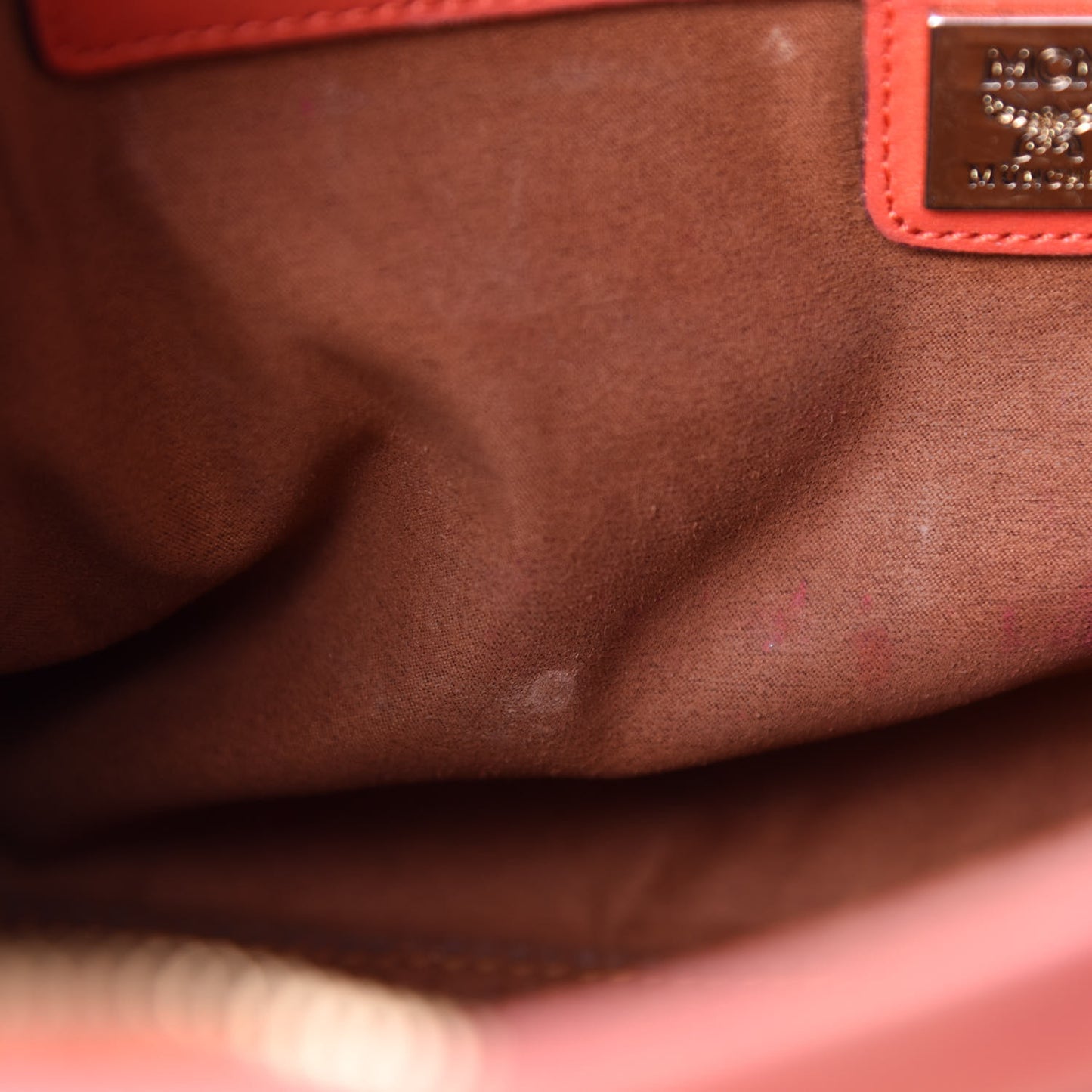 Visetos Bi-Color Chain Crossbody Bag Cognac Red