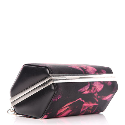 Alexander McQueen Silk Night Flowers Hexagon Skull Chain Clutch Multicolor Black 4 of 9