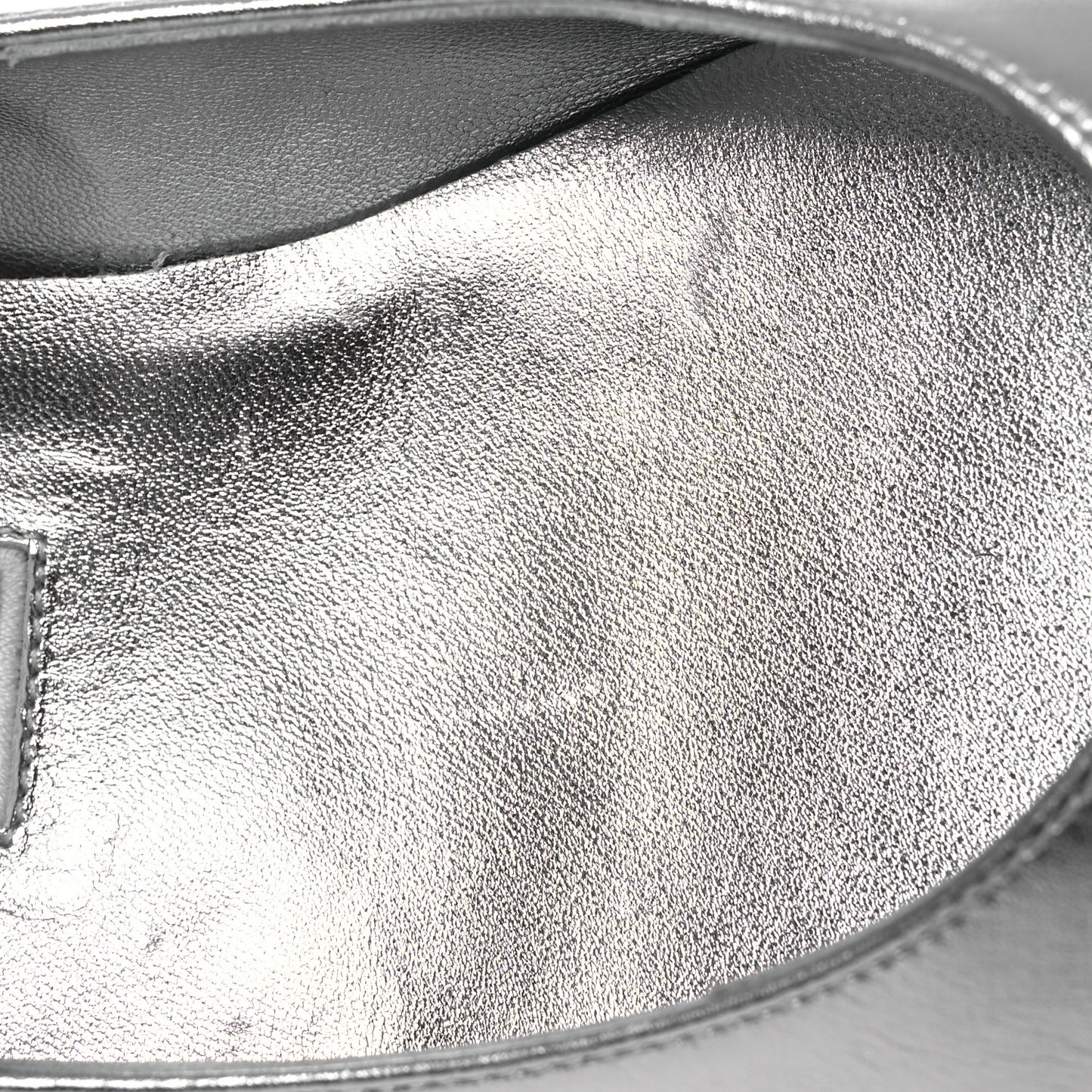 Laminated Calfskin Grosgrain Mary Janes Flats 37 Silver Black