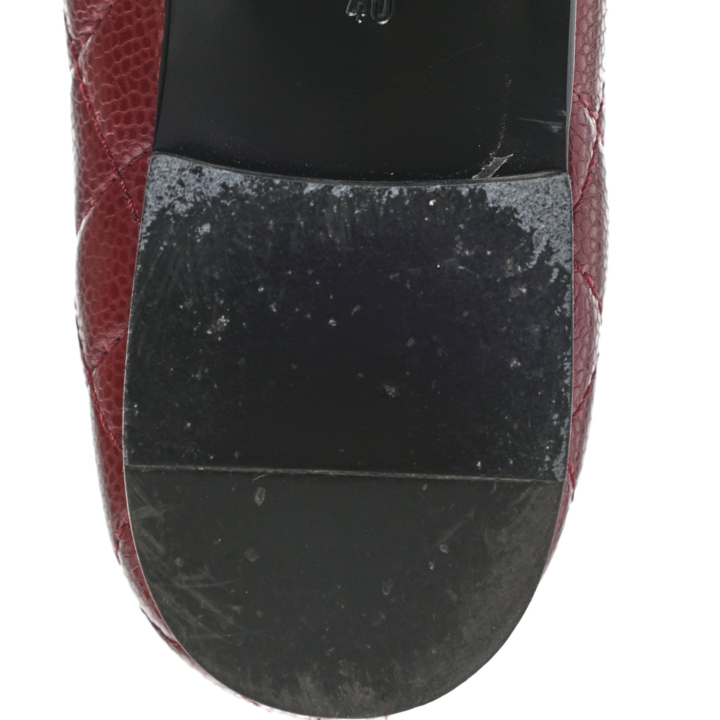Caviar Quilted CC Cap Toe Ballerina Flats 40 Black Red