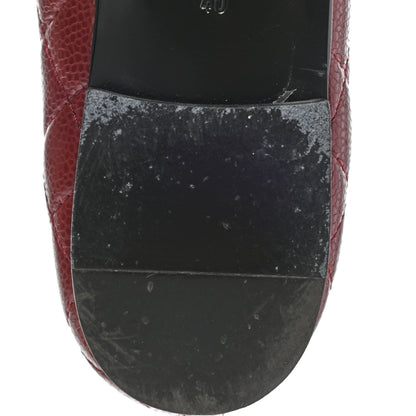 Chanel Caviar Quilted CC Cap Toe Ballerina Flats 40 Black Red 8 of 8