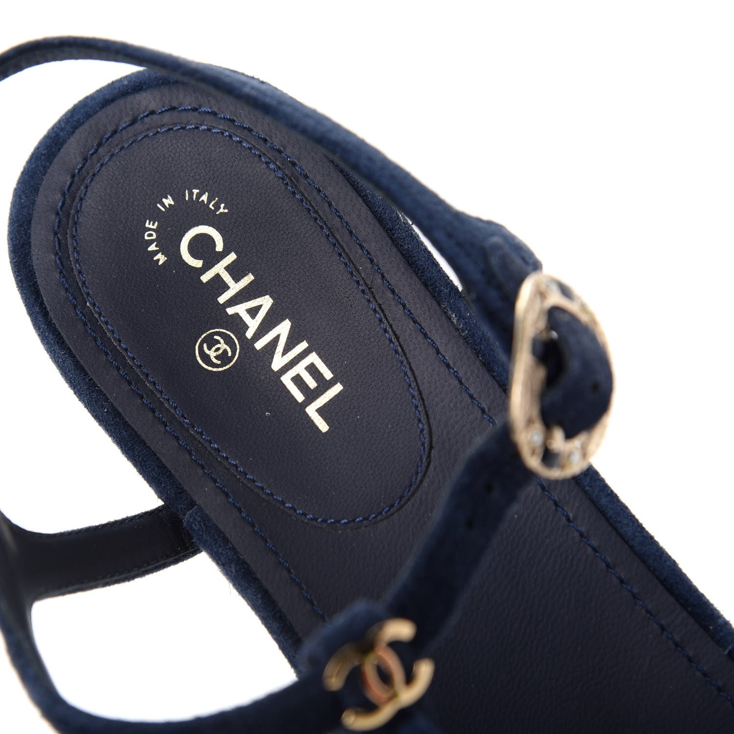 Chanel Suede Calfskin Thong Sandals 38.5 Navy Blue 8 of 10